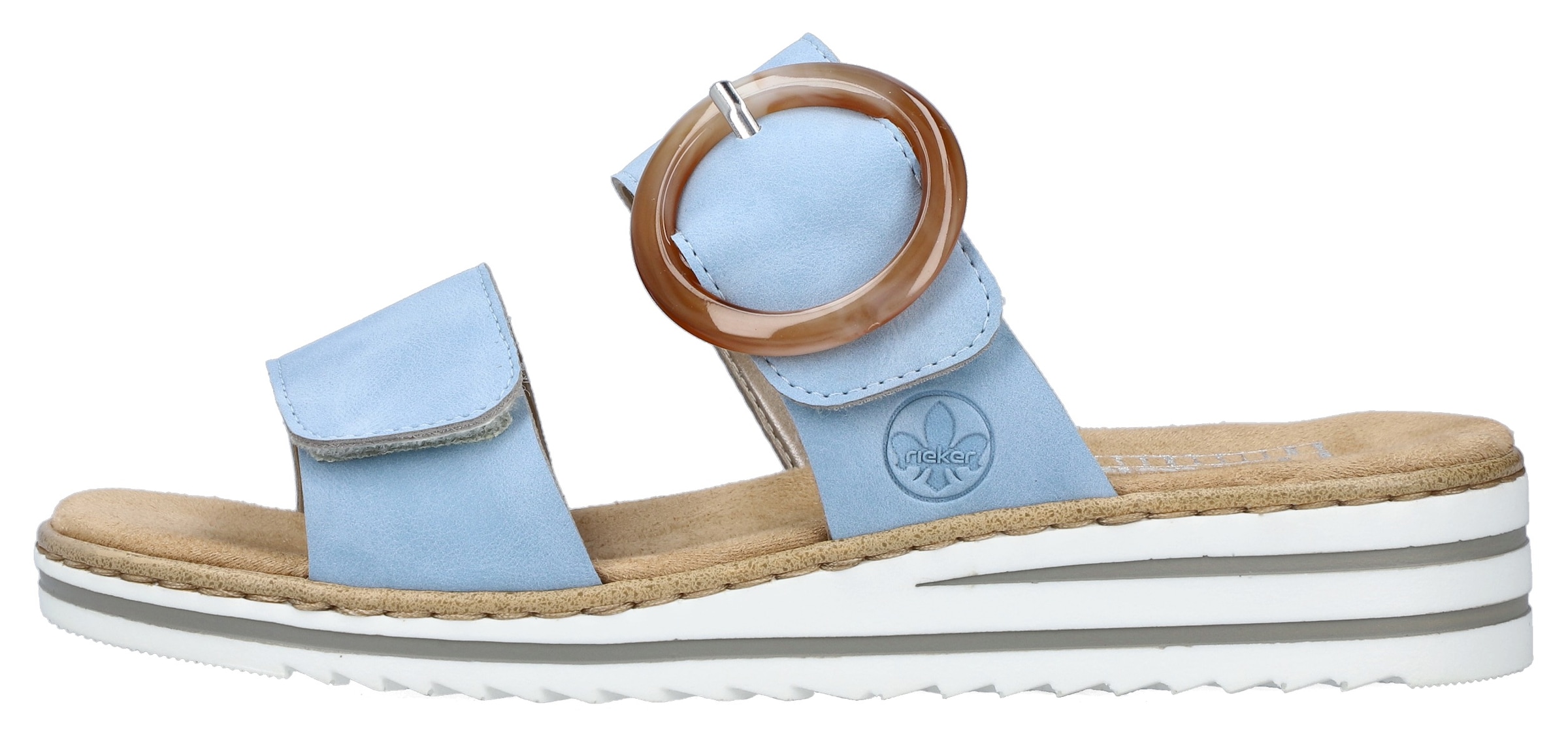 Rieker Pantolette  , Keilabsatz, Sommerschuh, Schlappen mit softer Innensohle
