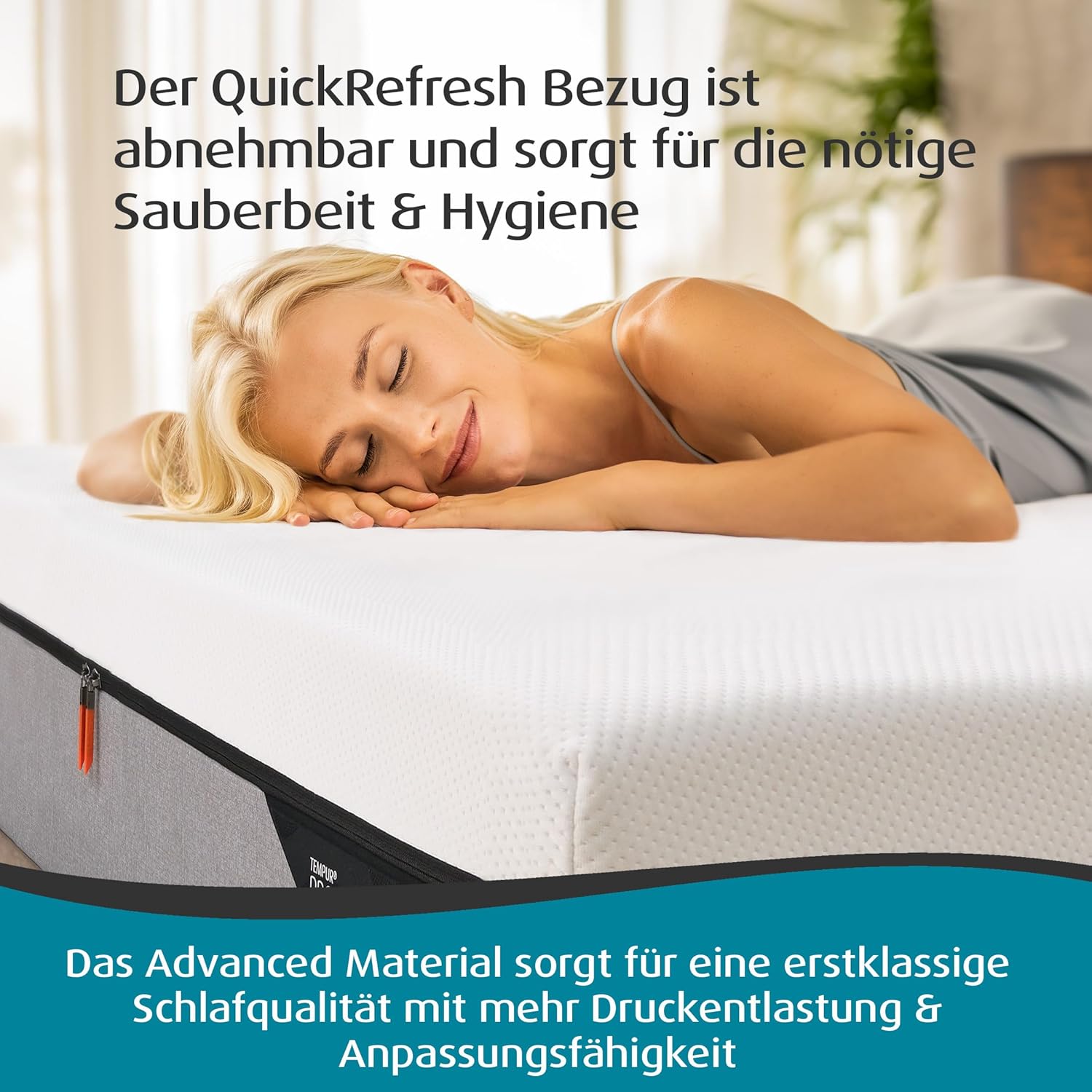TEMPUR PRO MDV Memory Foam Matratze 90 x 200 cm - Höhe 21 cm, Schaumstoff-Matratze mit Druckenlastung & Bewegungsabsorption, Liegegefühl Medium, Bezug abnehmbar & waschbar