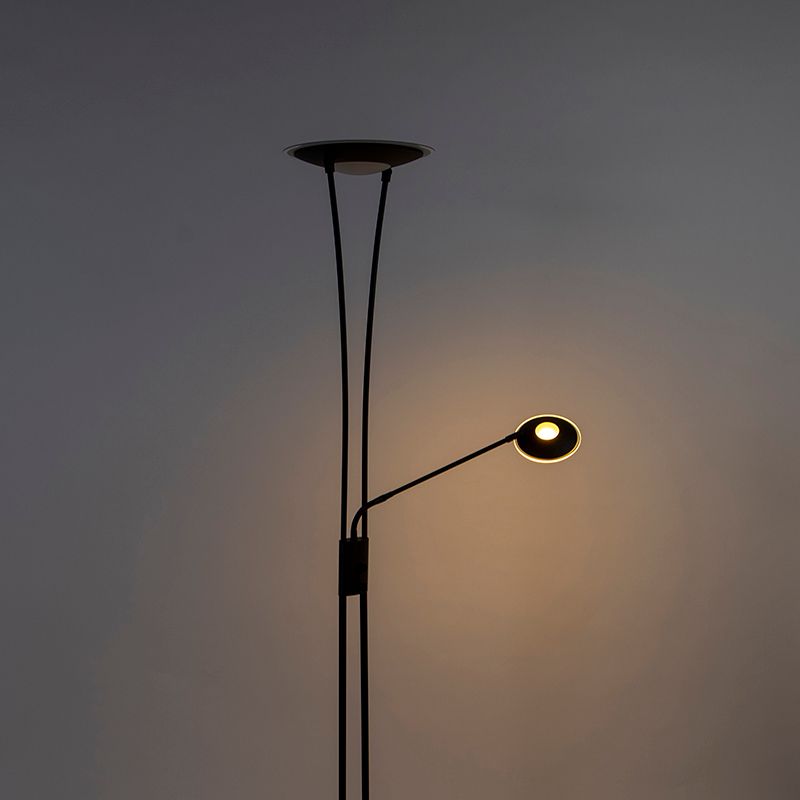 Moderne vloerlamp zwart incl. LED met leesarm - Ibiza
