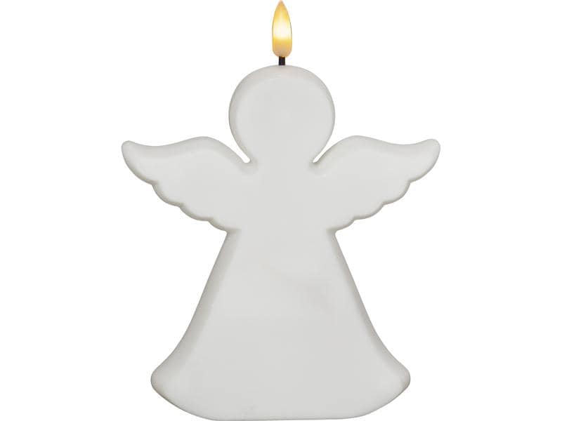Star Trading LED Grabkerze Flamme Angel, Weiss Künstliche Kerze mit beweglicher Flamme