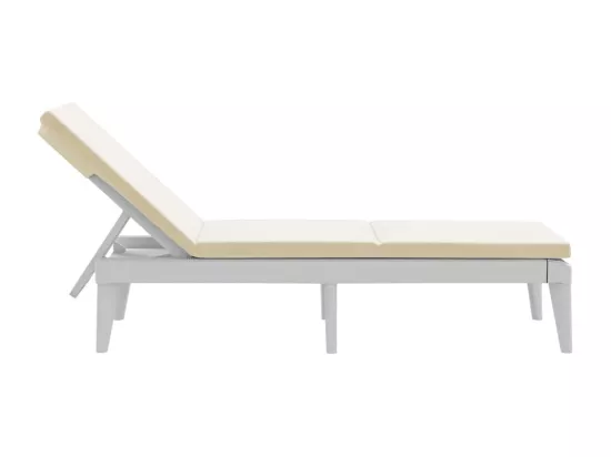 Chaise longue avec coussin blanc 186x60x29 cm PP