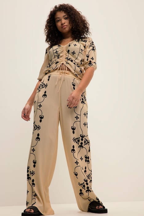 Palazzo-Hose, Wide Fit, Elastikbund, Print