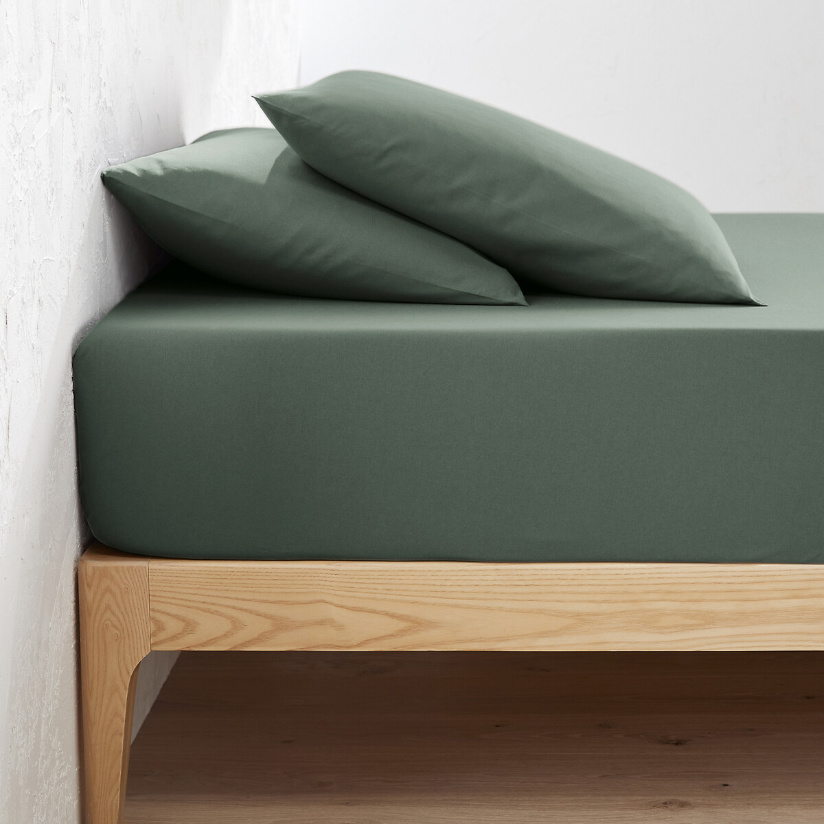 LA REDOUTE INTERIEURS<br>Lençol de baixo liso em algodão orgânico, dobra 30 cm, Scenario