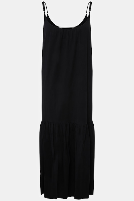 Midikleid, Volant, A-Linie, Rundhals, ärmellos