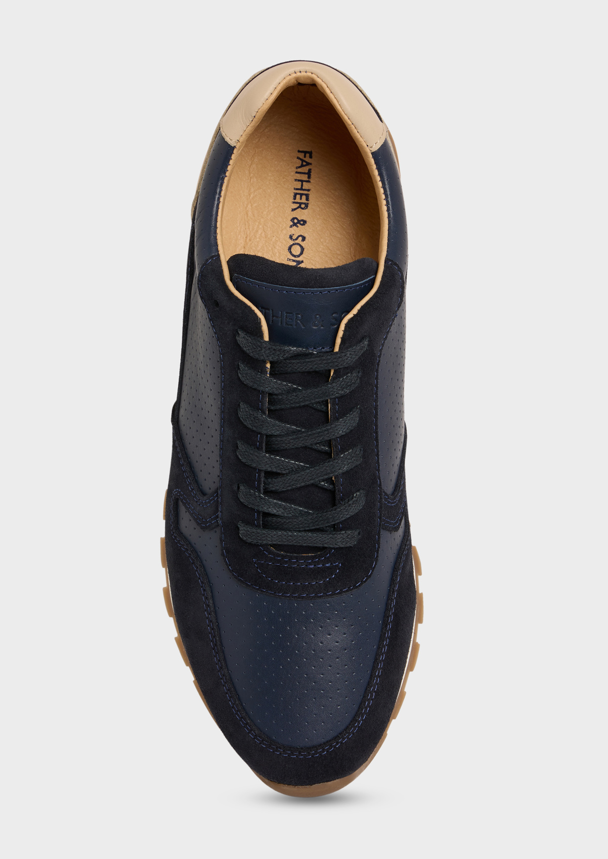 Baskets basses en cuir et cuir nubuck bleu marine
