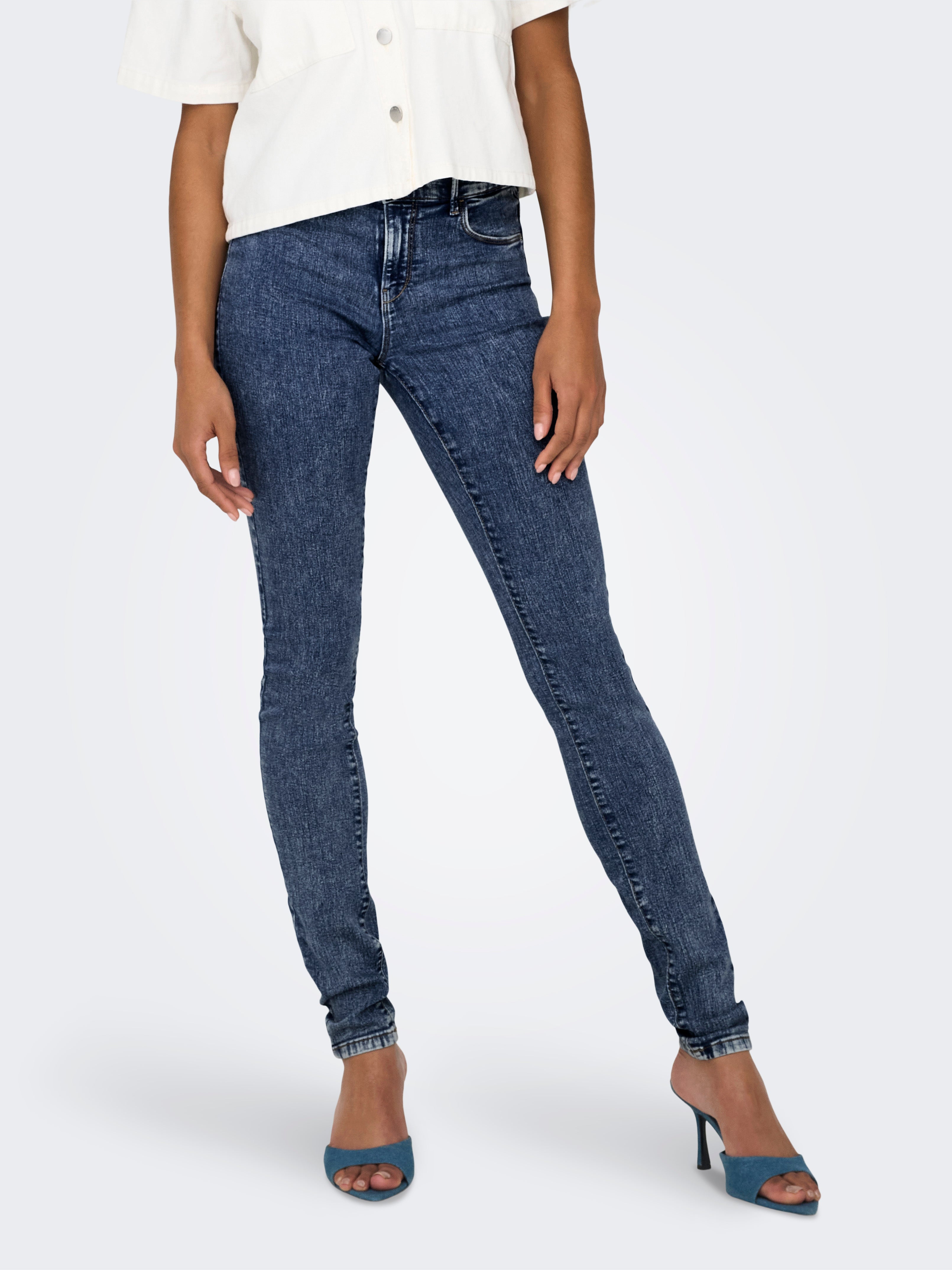 ONLRAIN Mittlere Taille Skinny Fit Jeans Dark Blue Denim