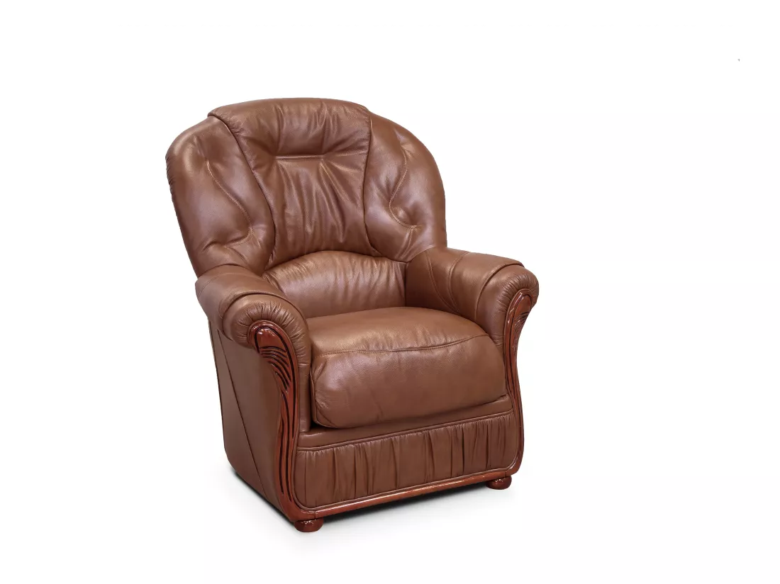 Fauteuil 100% cuir de buffle marron DAPHNE
