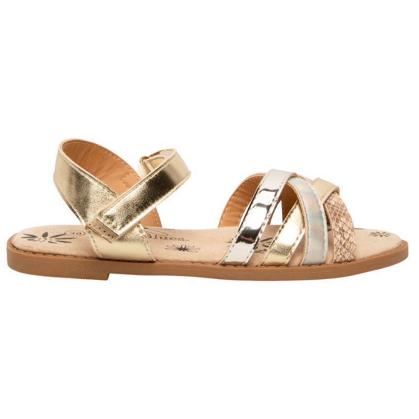 Sandales dorées avec brides brillantes et texturées pour fille - Jaune