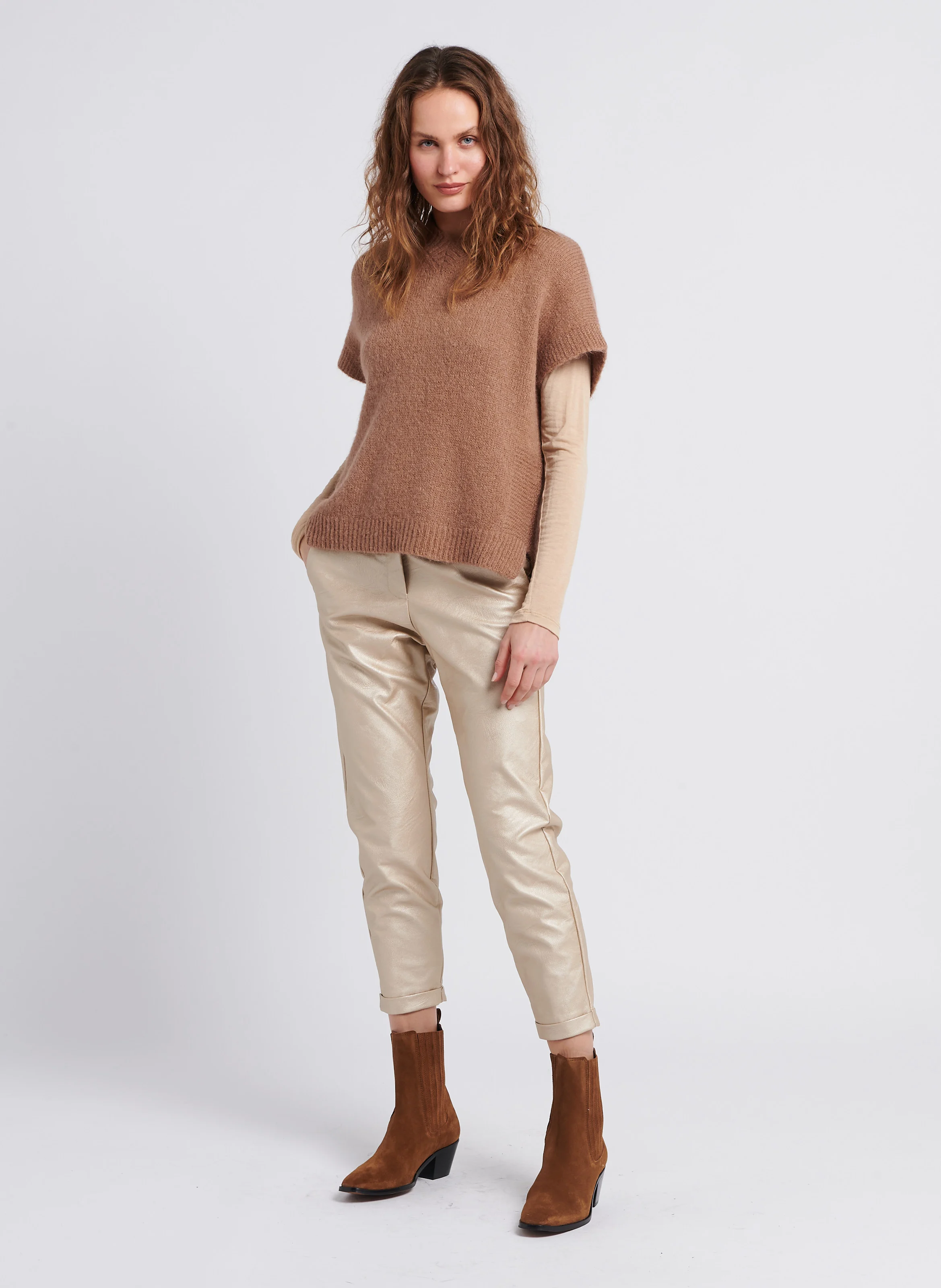 Pull ample à col V| Marron
