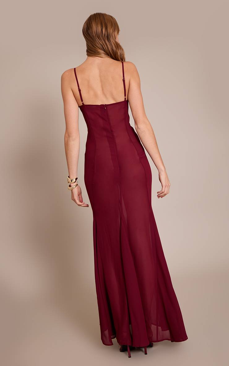 Rouge Bordeaux Robe Maxi Transparente