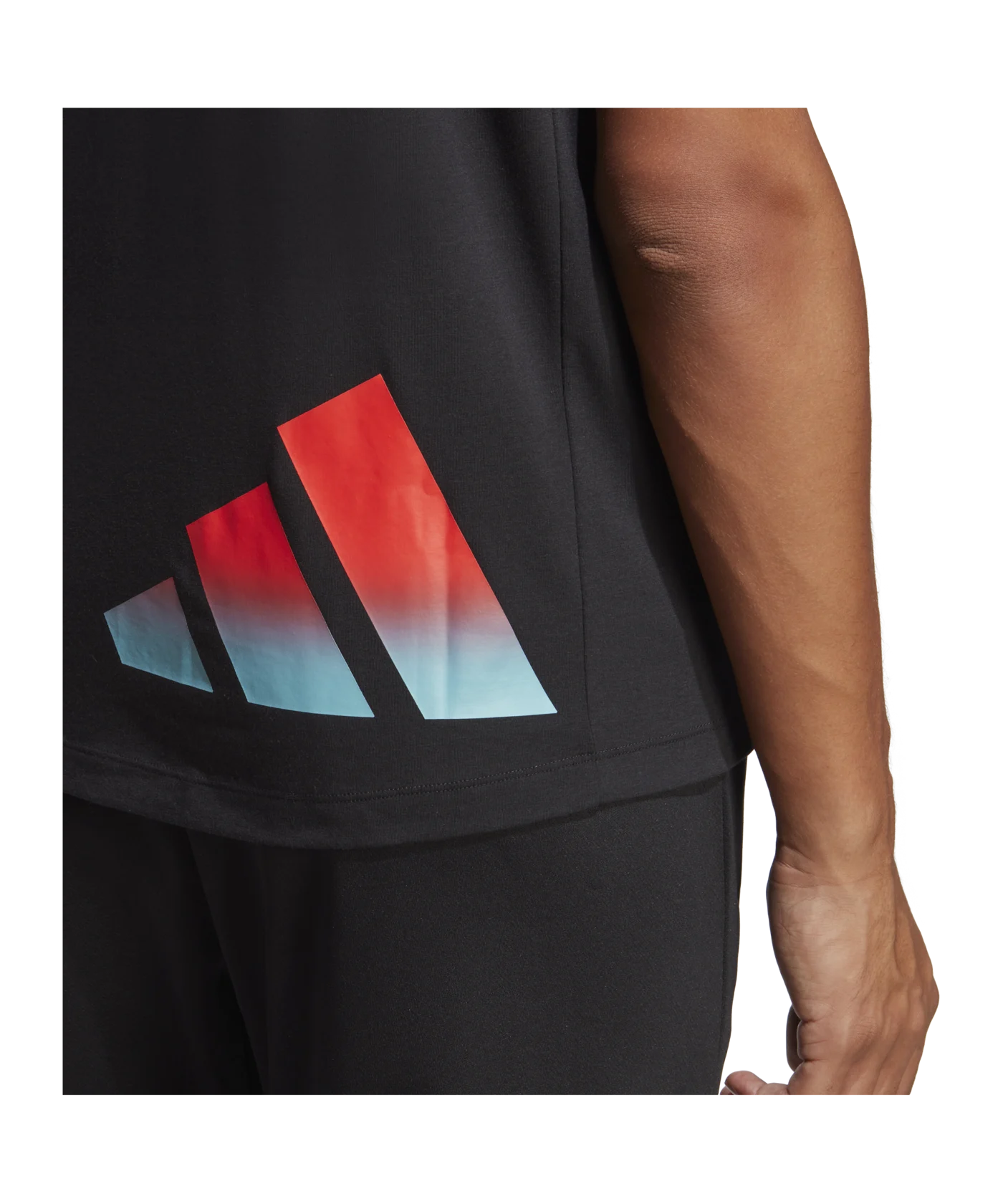 adidas 3Bar T-Shirt Schwarz Rot Blau