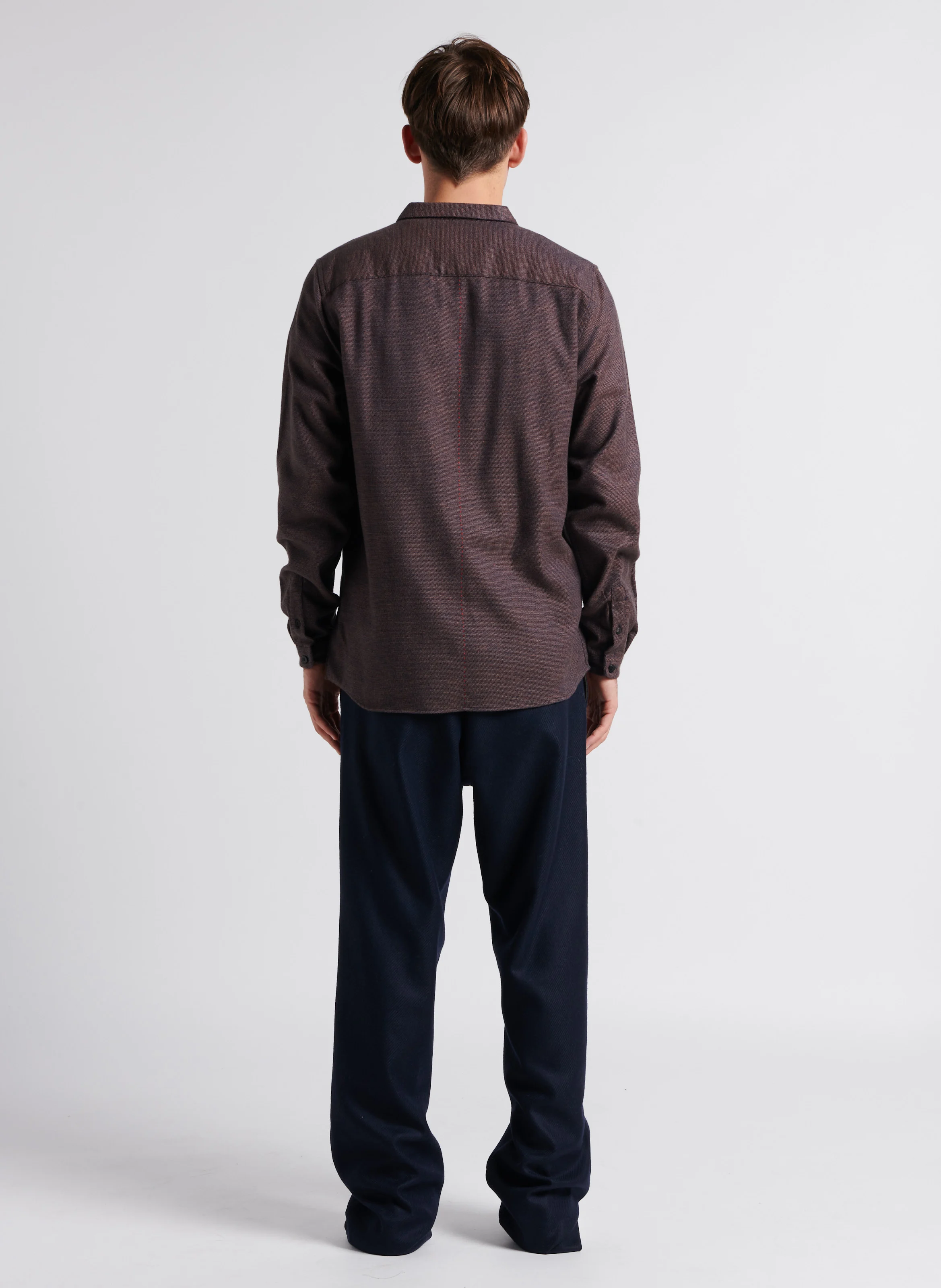 KYLE CHEVIOT - Pantalon droit en laine mélangée| Bleu