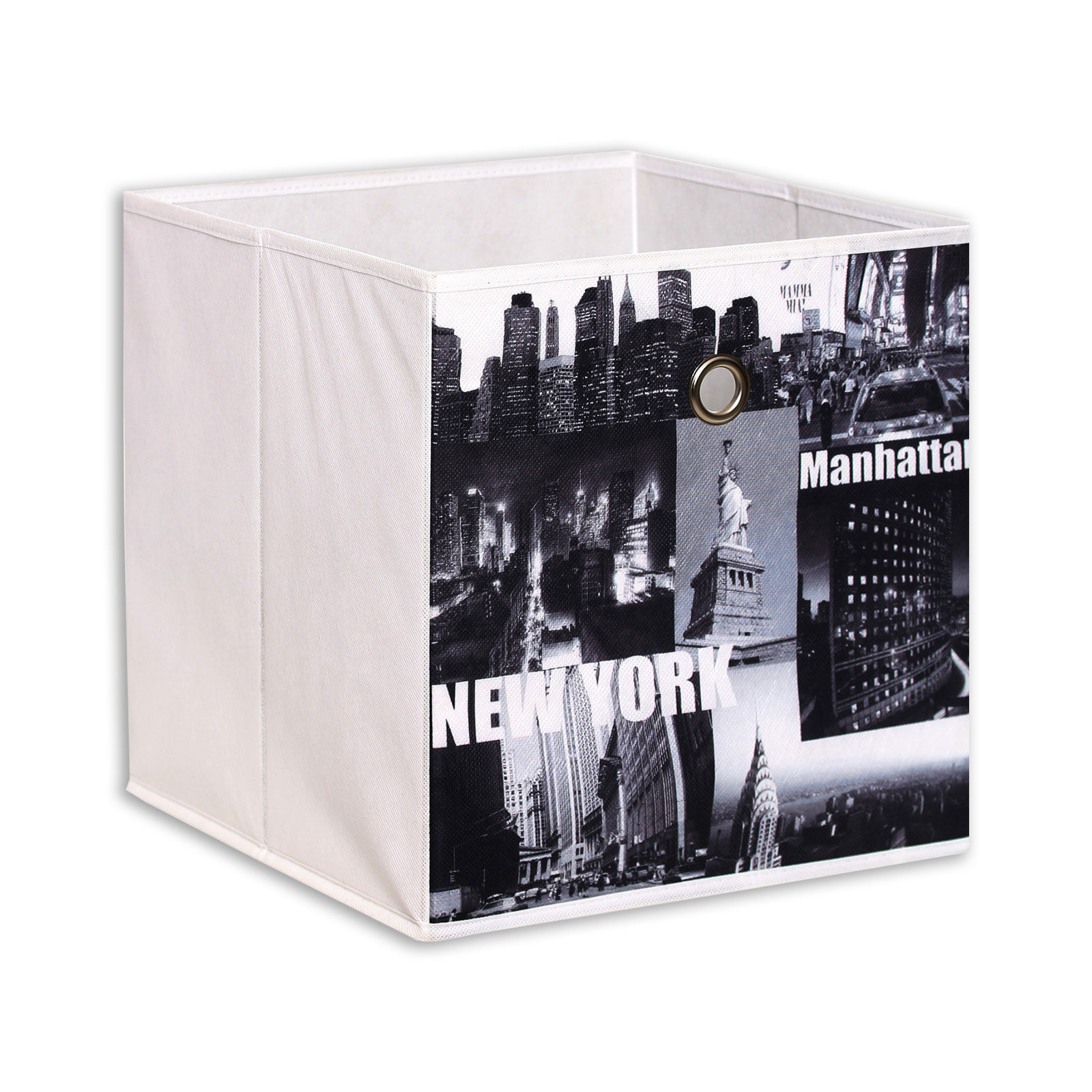 homara Aufbewahrungsbox -New York -weiß-schwarz - 32 x 32 x 32 cm