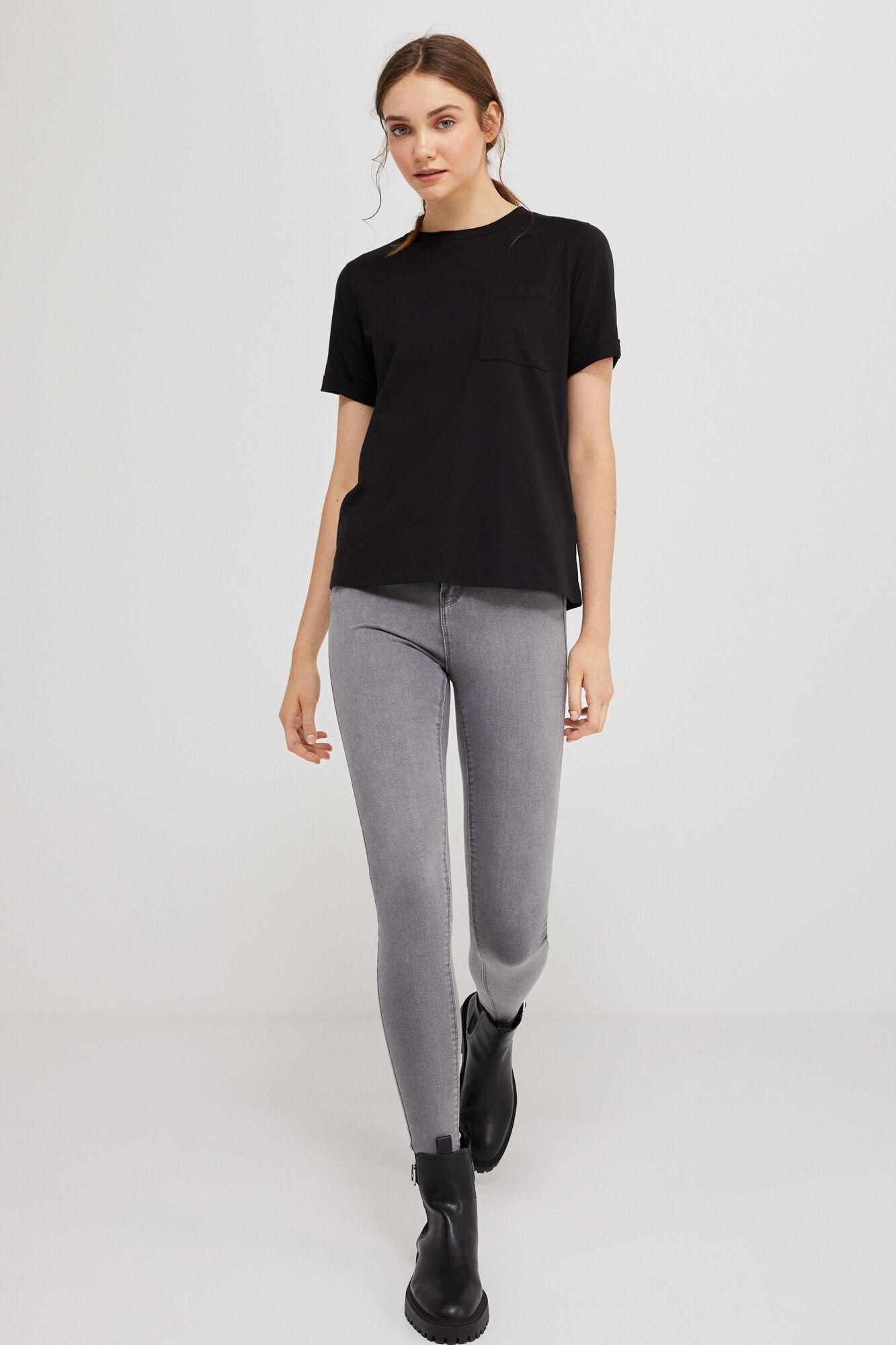 Calça jeans jegging com lavagem sustentável - Cinza escuro