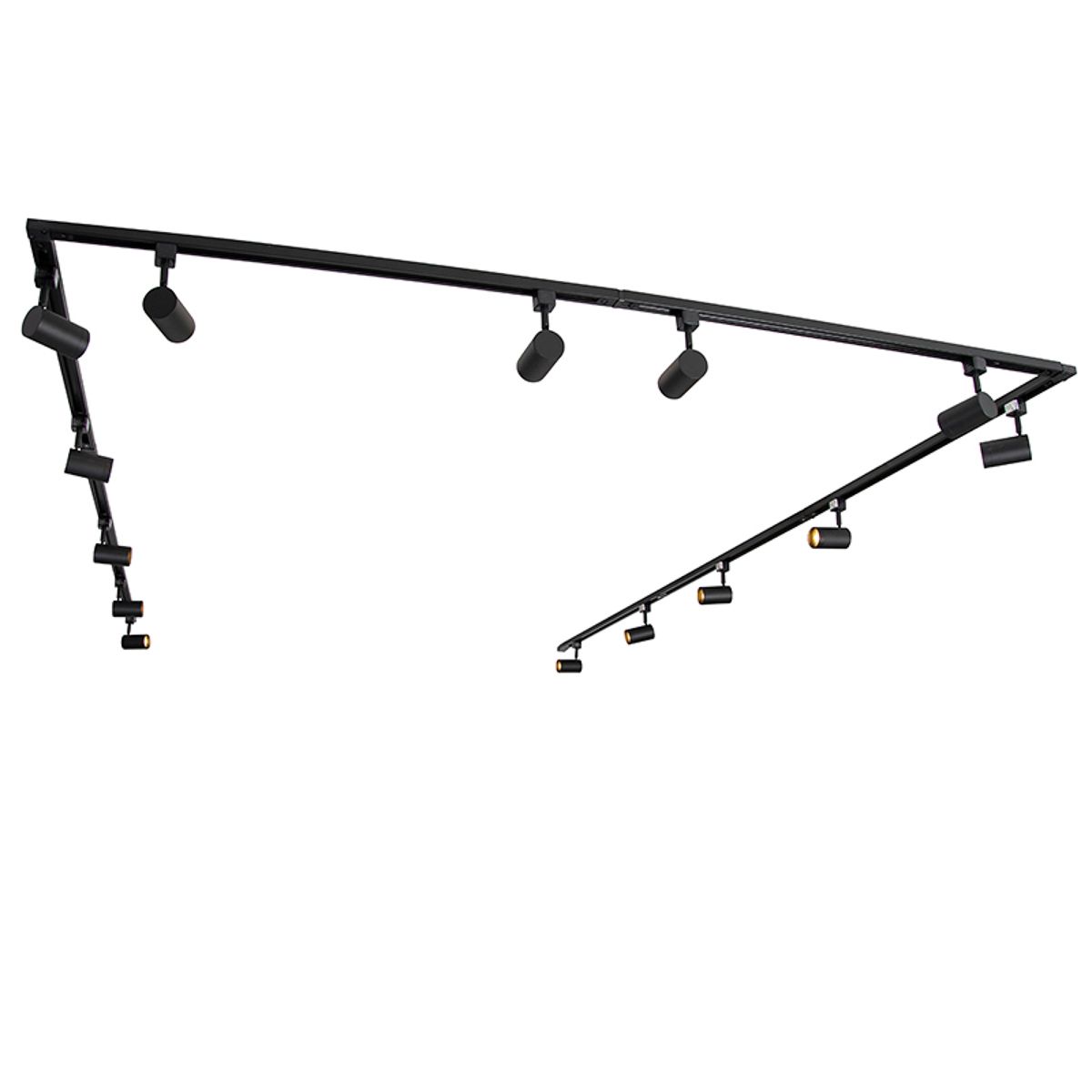 Modern railsysteem met 14 spots zwart 1-fase  - Iconic Jeana