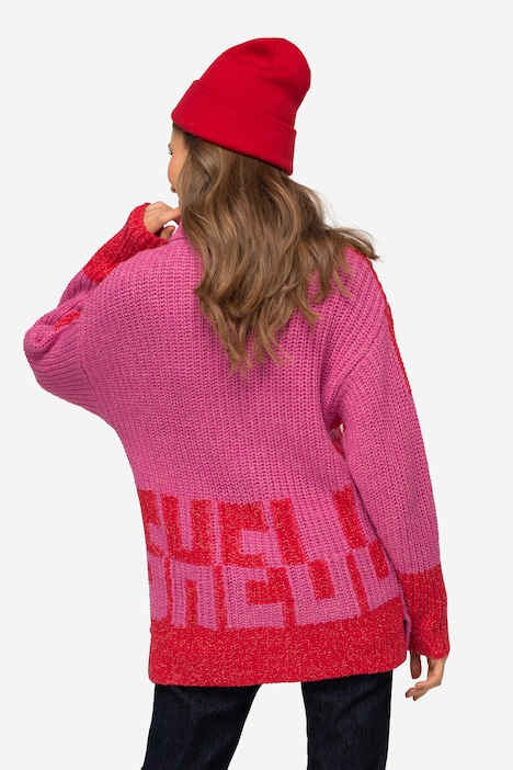 Pullover, Colorblocking Wording SEA, zweifarbig, Rollkragen, Langarm