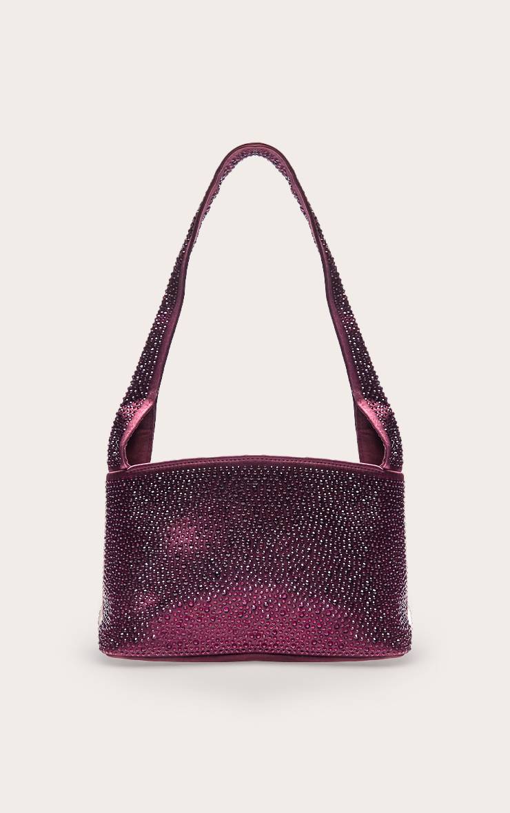 Prune Sac À Bandoulière En Satin Orné De Strass Thermocollants