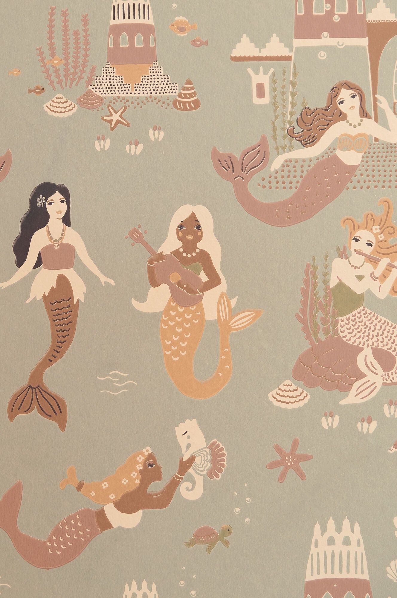Majvillan Tapet Mermaid Reef, Ocean Blue