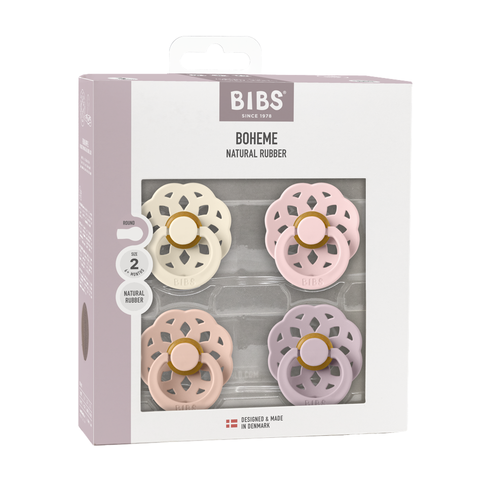 BIBS - Pacifier Boheme 4 PACK - Dusky Lilac Mix - Size 2