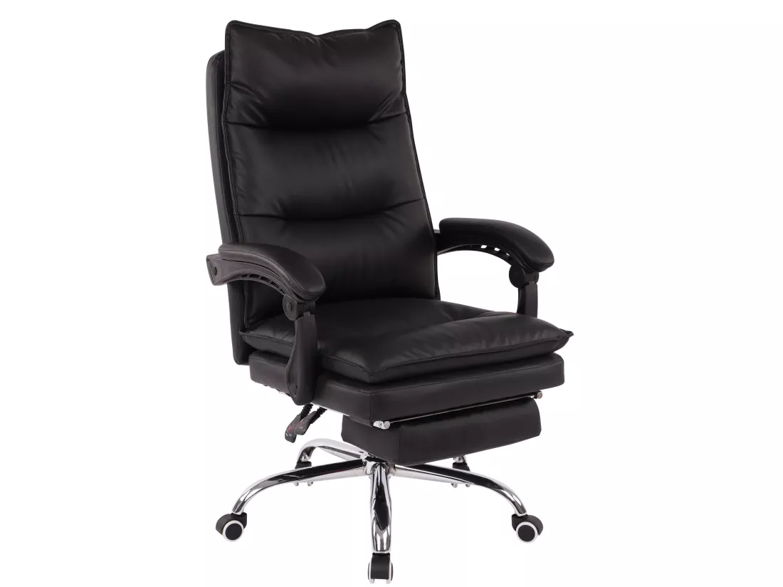 Chaise de bureau - Similicuir & Métal chromé - Noir - Power