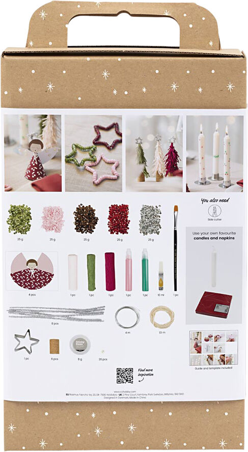Creativ Company DIY Kit Bordpynt, Engle, juletræer, stjerner