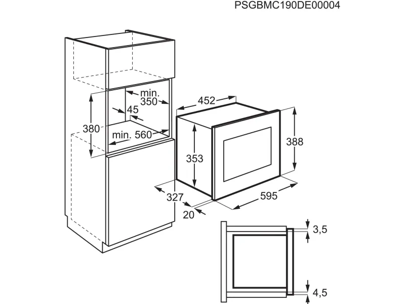 Electrolux Serie 300 LMS2203EMX - Mikrobølgeovn - til indbygning - 20 liter - 700 W - sort/rustfrit stål