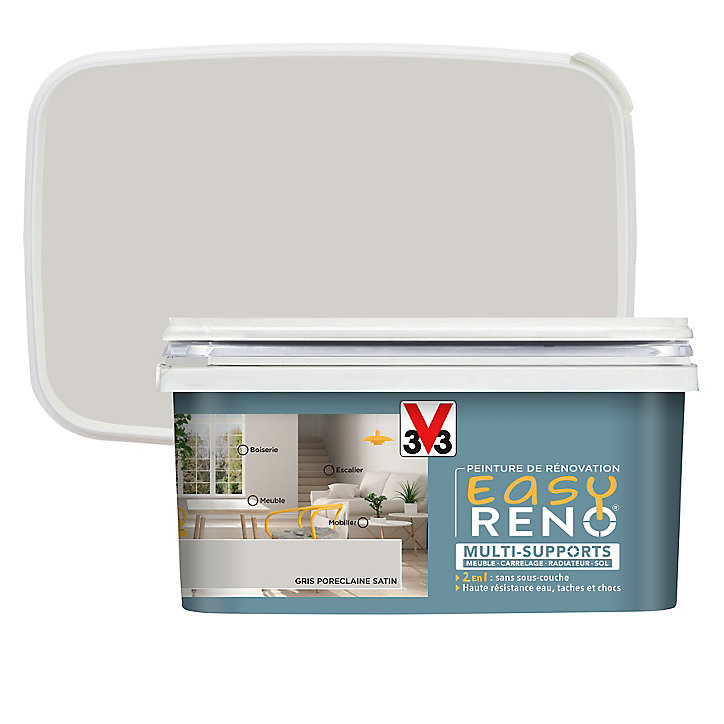 Peinture de rénovation multi-supports V33 Easy Reno gris porcelaine satin 2L