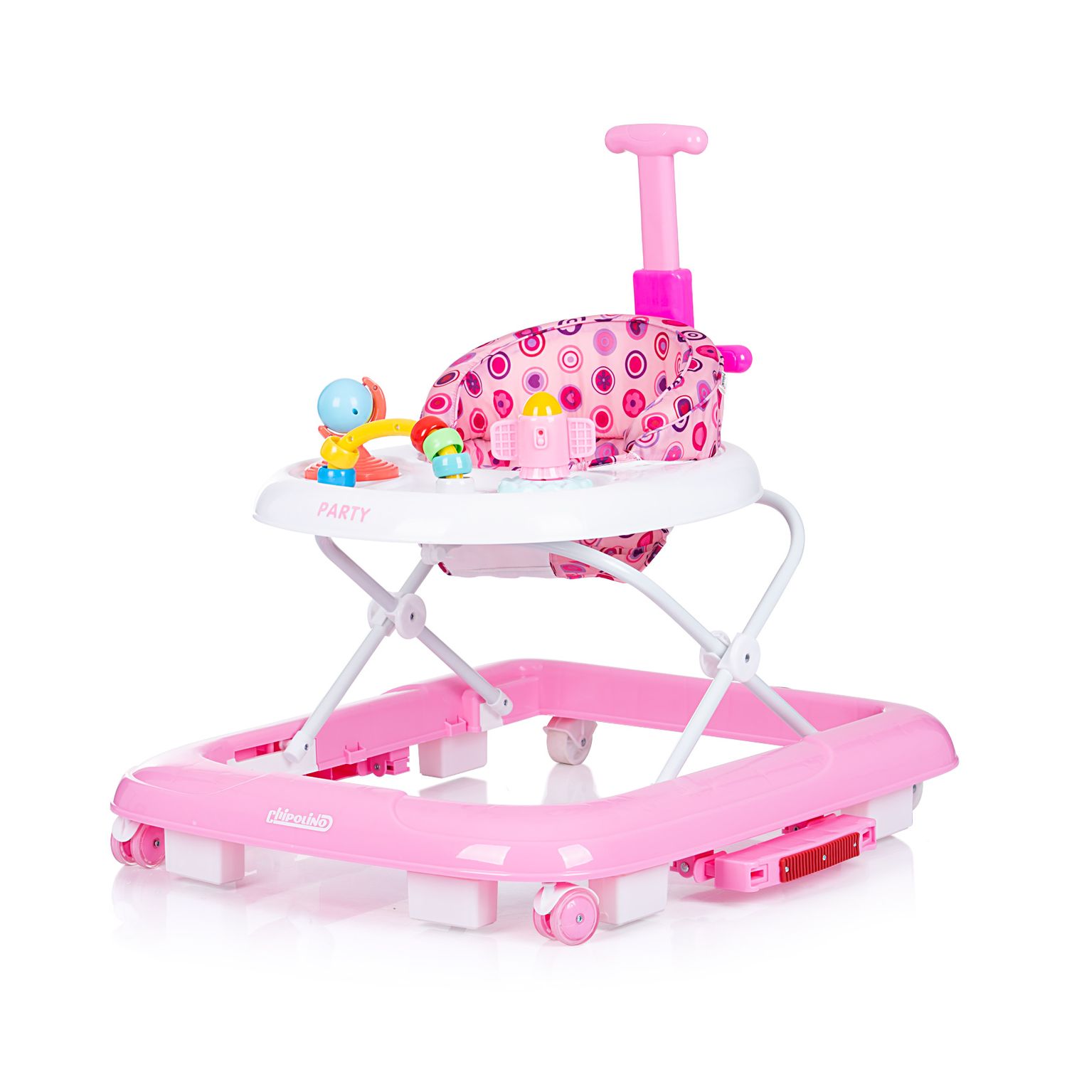 Chipolino Lauflernwagen 4 in 1 Party Wippe, höhenverstellbar, Stopper, klappbar rosa