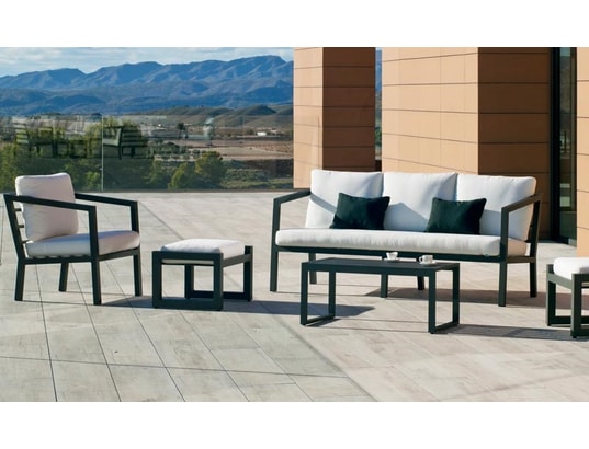 HEVEA - Salon extérieur Ensemble salon sofa de jardin acapu 8+2 en aluminium anthrac...