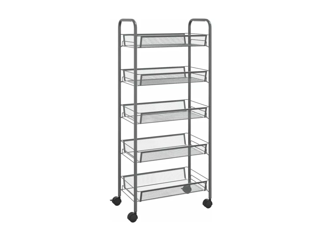 Chariot de cuisine à 5 niveaux Gris 46x26x105 cm Fer