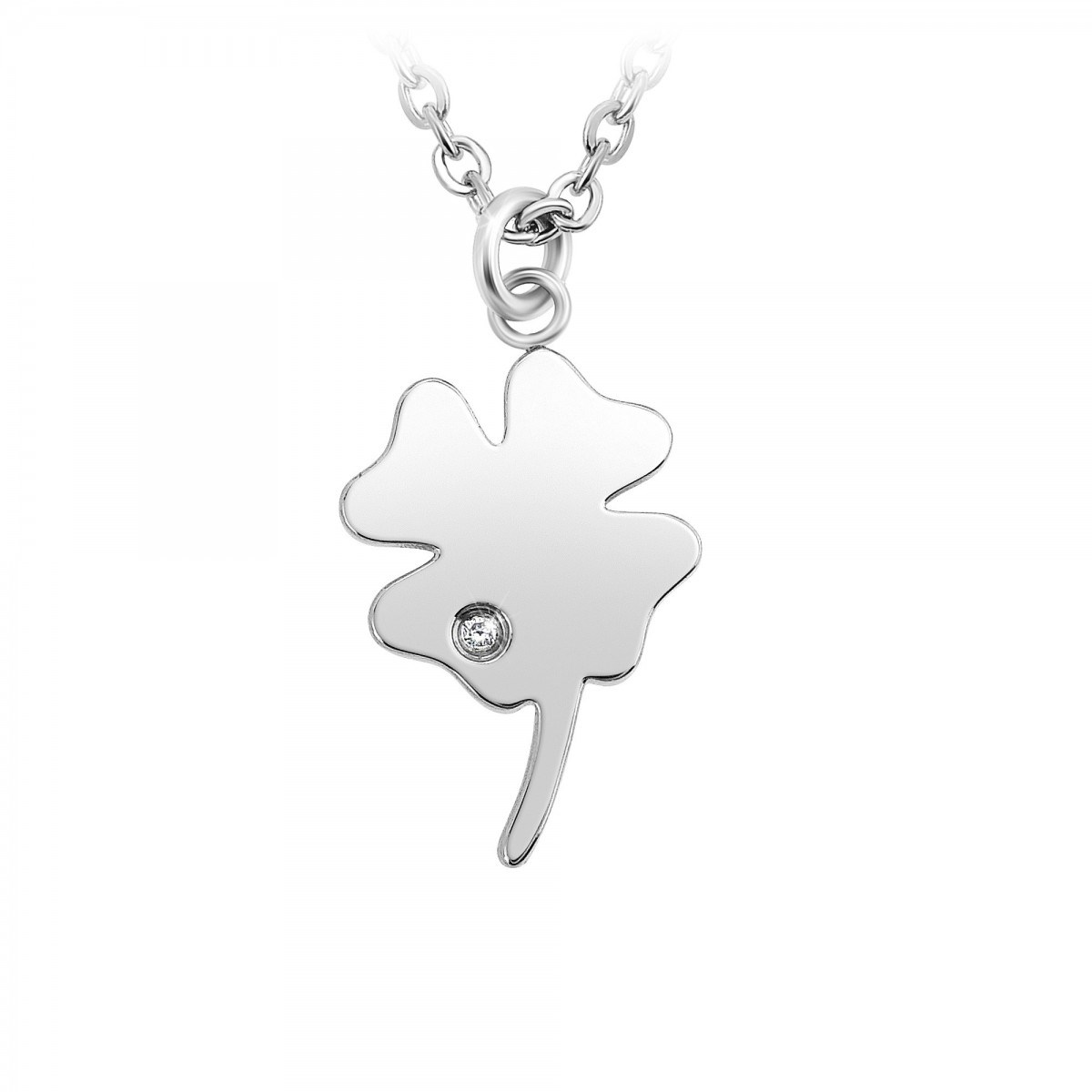 Collier trèfle SC Crystal orné d'un véritable diamant