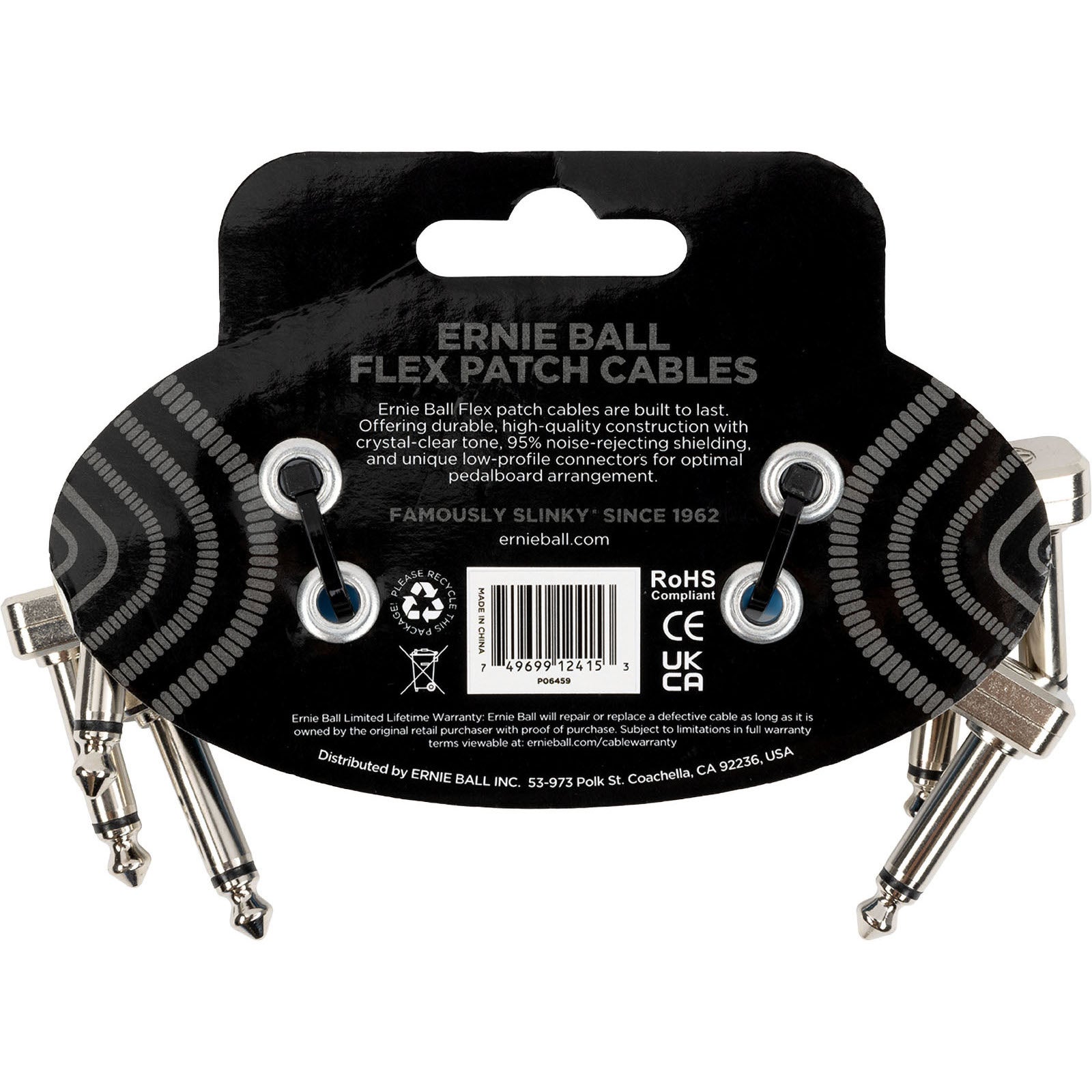 Ernie Ball 6459 Flex Patch Blue 3-Pack patchkabels 7,5 cm (set van 3)
