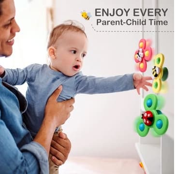 3 stk. Roterende Fidget Spinner med sugekopp for baby/barn - Spinneleke