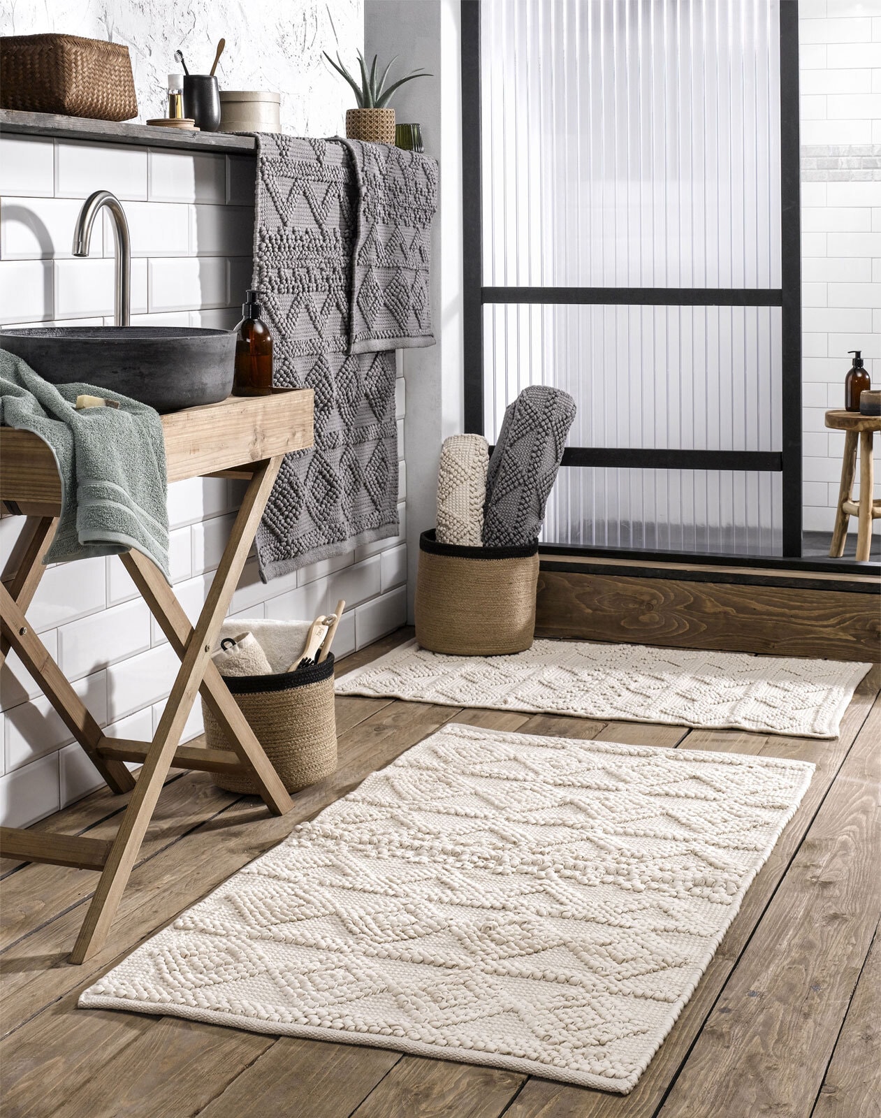 casaNOVA Badteppich BOHO 70 x 120 cm anthrazit