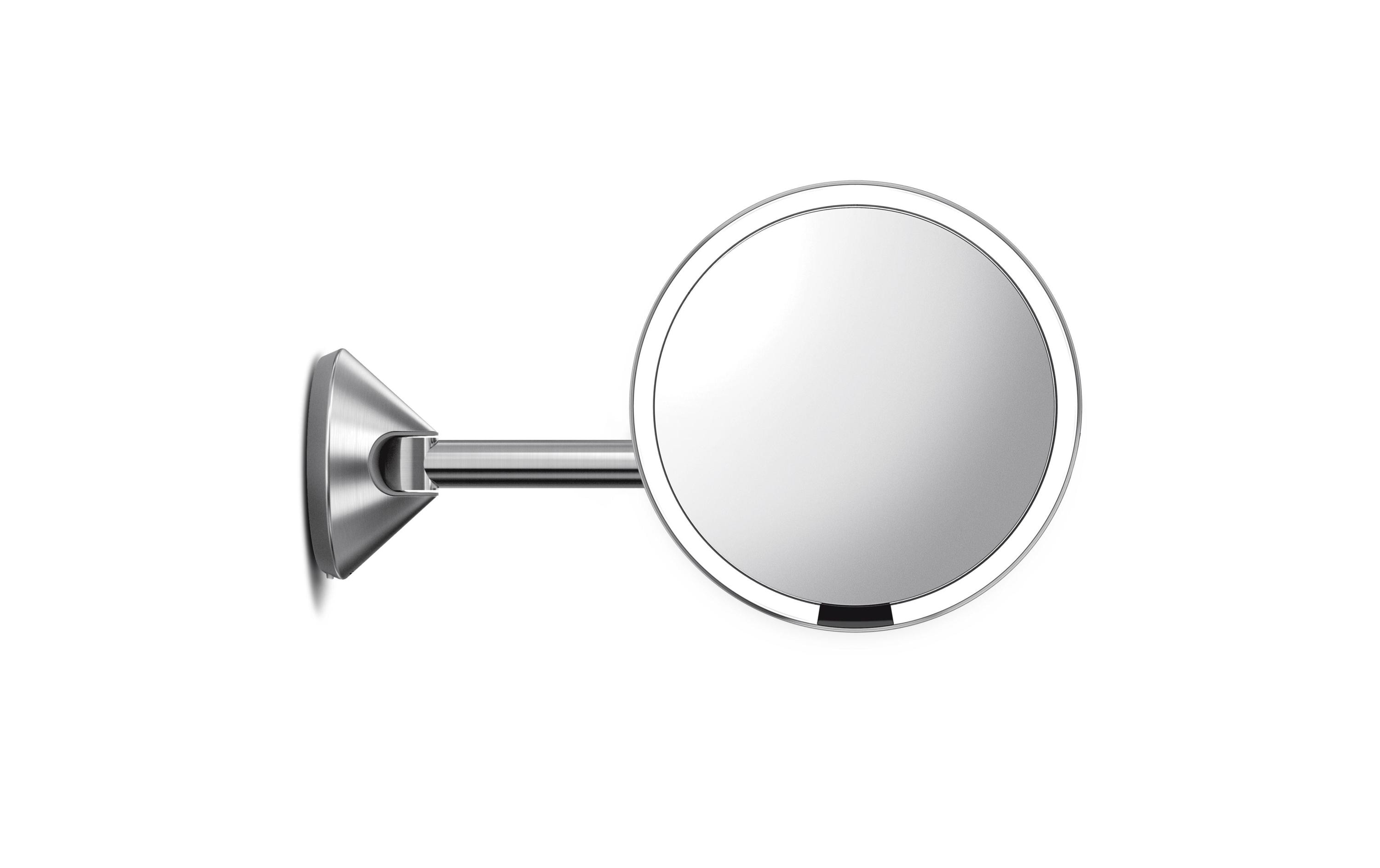 Kosmetikspiegel mit Sensor mit Wandhalterung Silber matt<br>Kosmetikspiegel mit 5x Vergrösserung