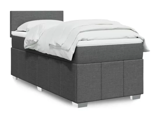 Sommier à lattes de lit et matelas Gris foncé 90x190 cm Tissu