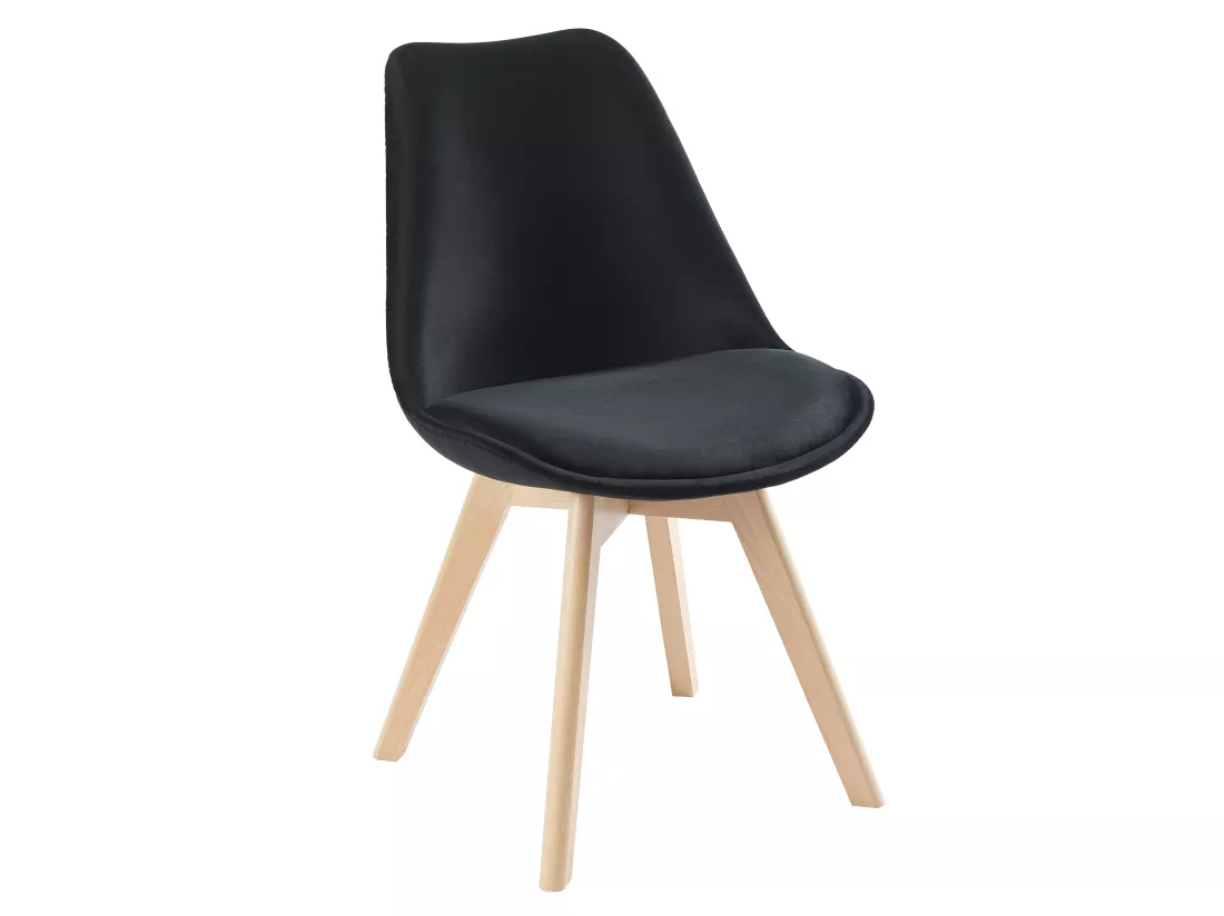 Lot de 2 chaises en velours et hêtre - Noir - JODY