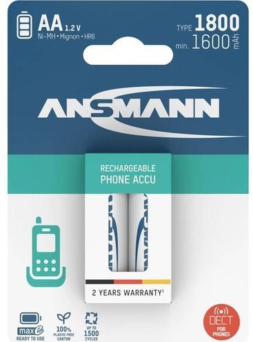 Ansmann - Mignon (AA) Oplaadbare Batterij - 1600 mAh - 2 Stuks