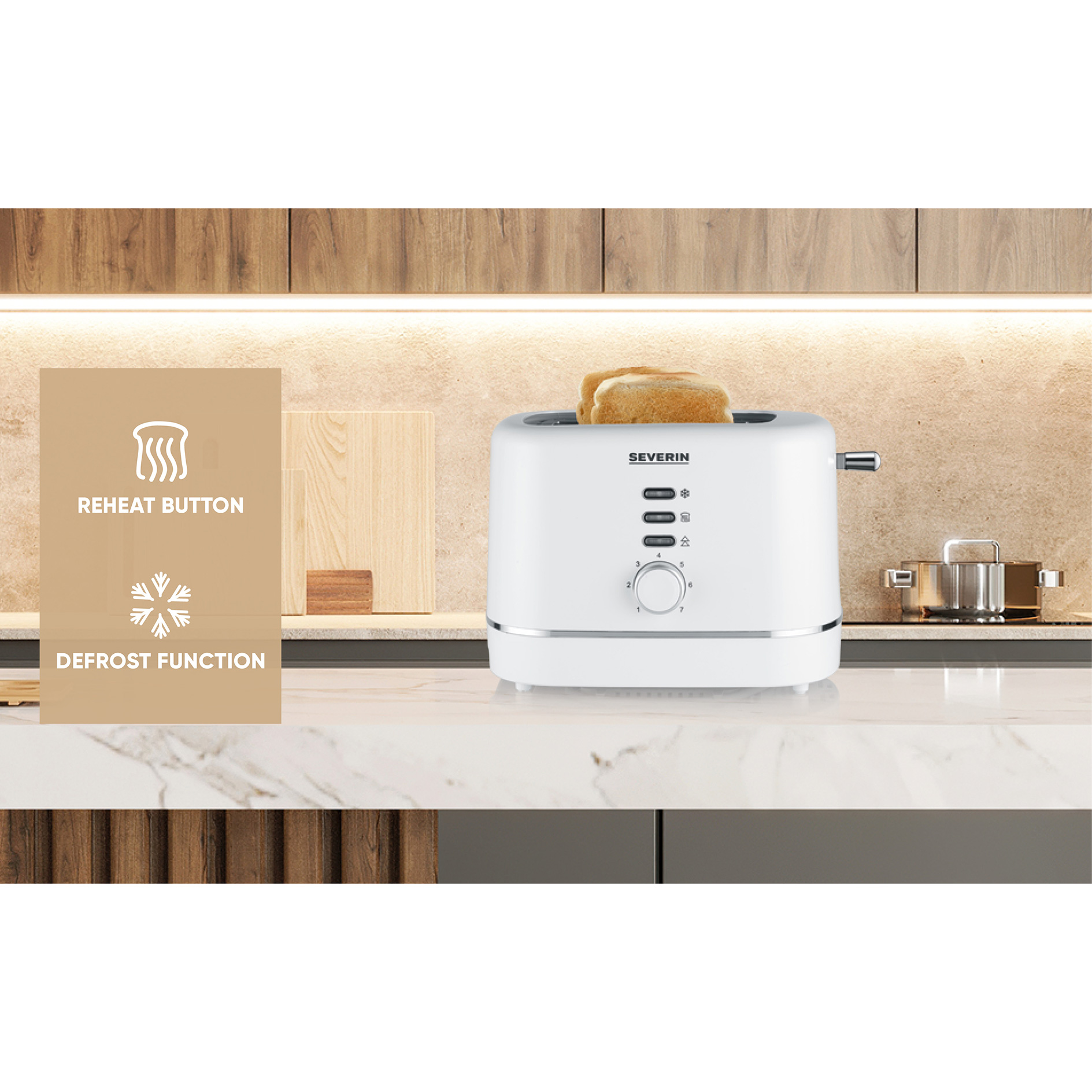 SEVERIN Toaster AT 4324 - weiß - mit Brötchenröstaufsatz