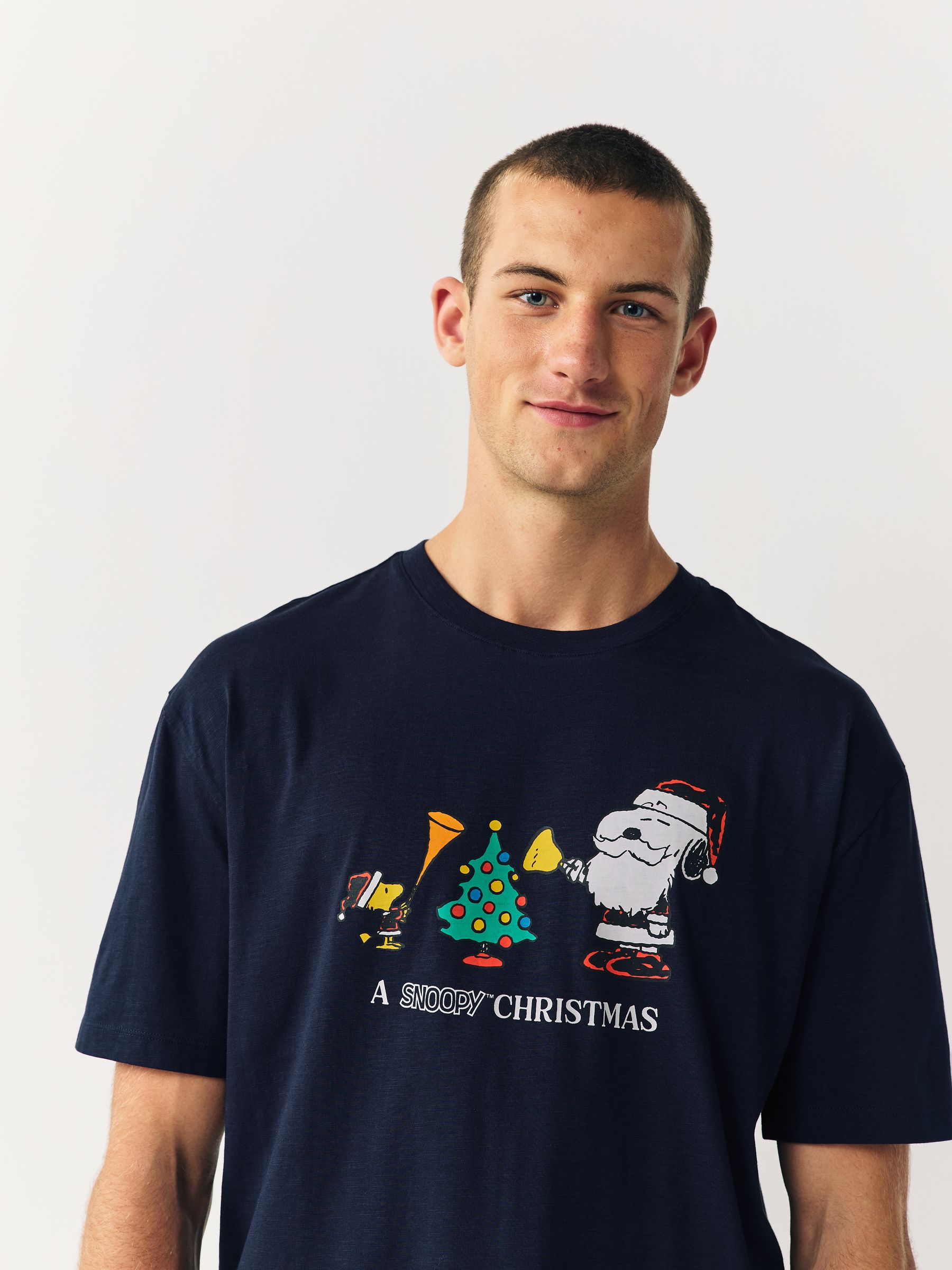 Marineblauw Snoopy - Normale Pasvorm - Kerstmis T-shirt met grafische print