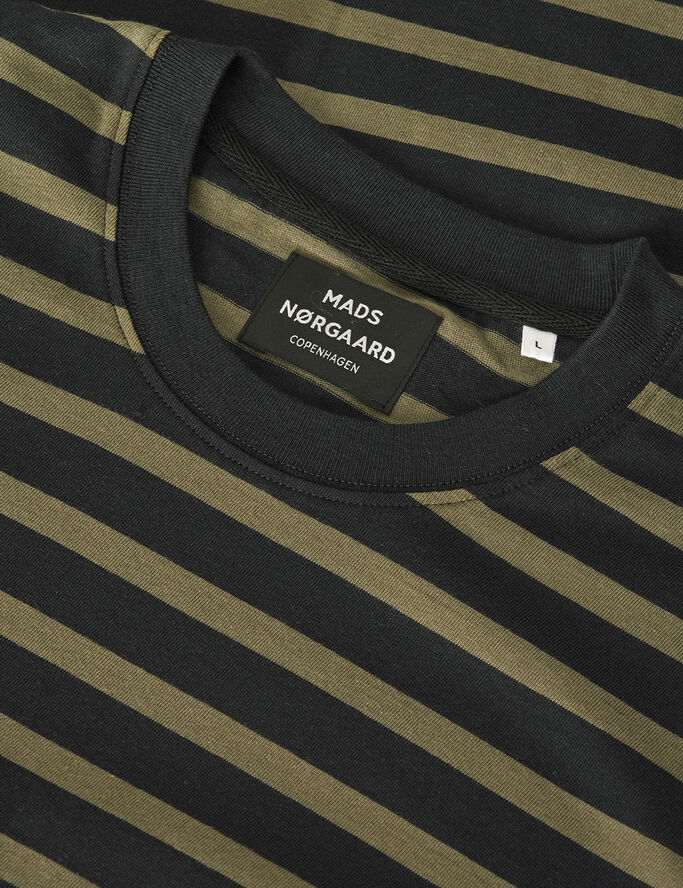 Mads Nørgaard - Copenhagen Cotton Jersey Stripe Frode Tee Grøn og sort