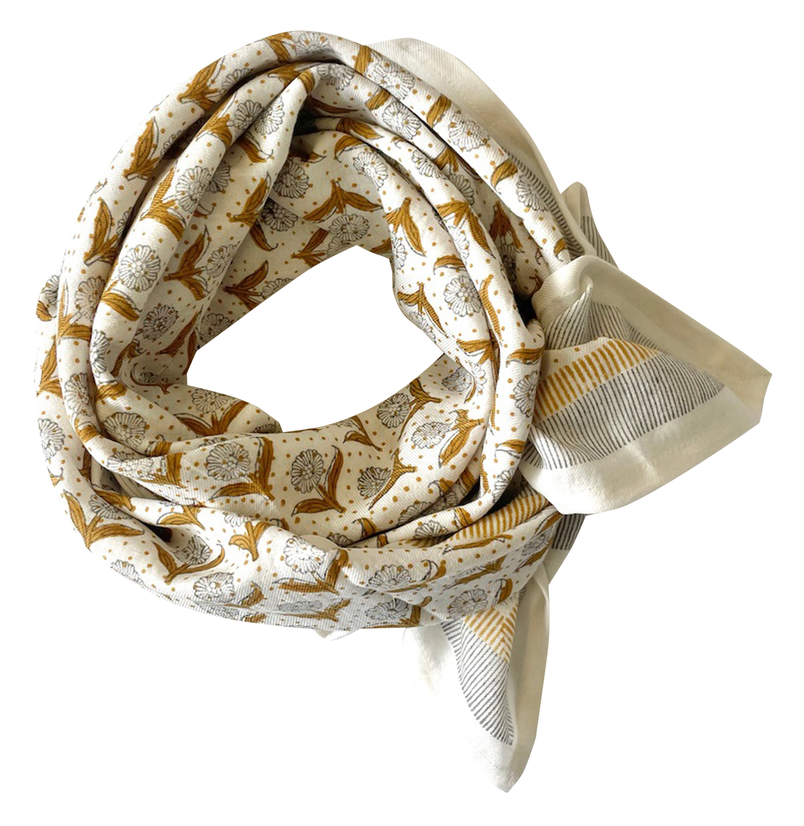LATIKA - Foulard en coton imprimé| Beige