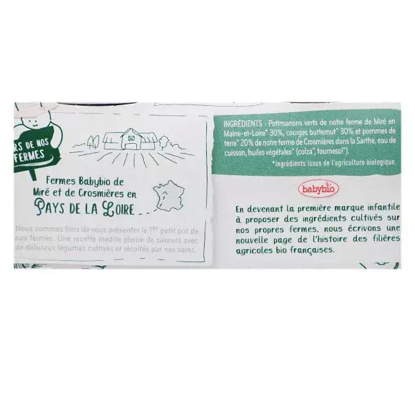 Babybio Orgânico Verde Abóbora Butternut Vegetal Pot +4m 2 x 130g