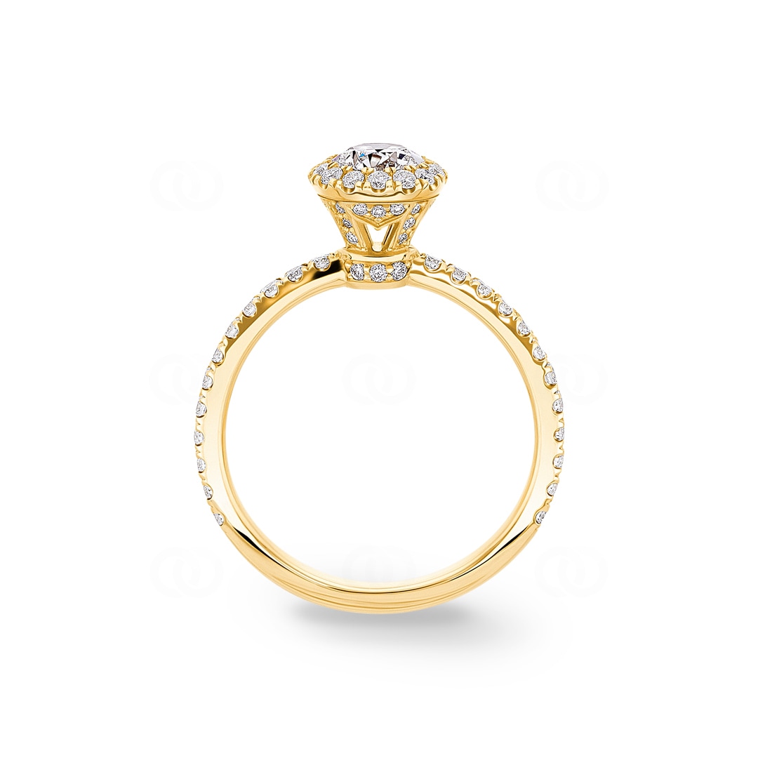 Halo Diamantring 750/18 K Gelbgold 1.11 ct G/si