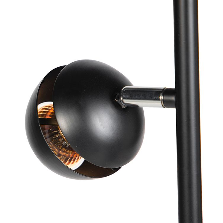 Moderne vloerlamp 3-lichts zwart met gouden binnenkant - Buell Deluxe