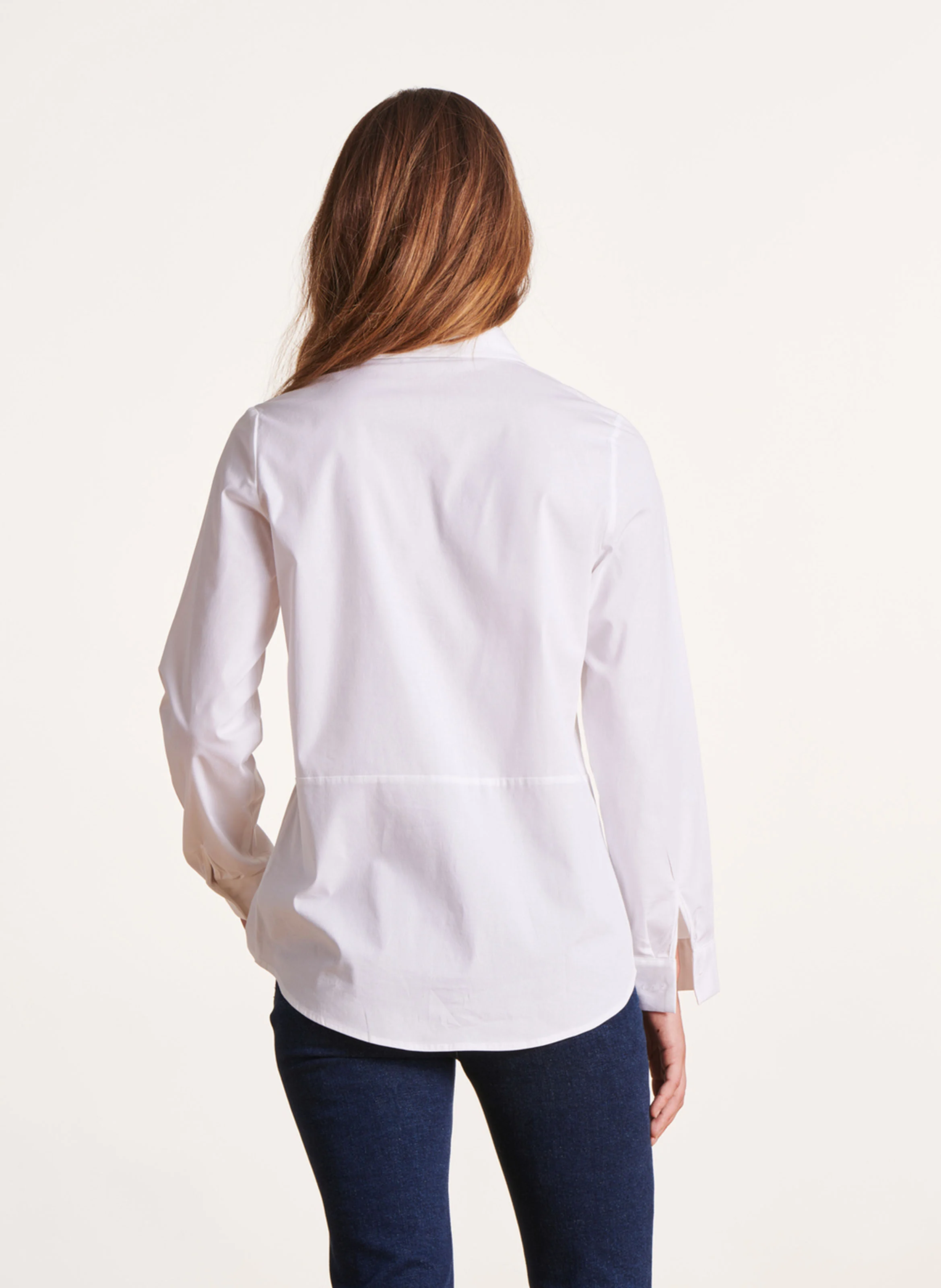 Chemise col classique en coton mélangé | Blanc