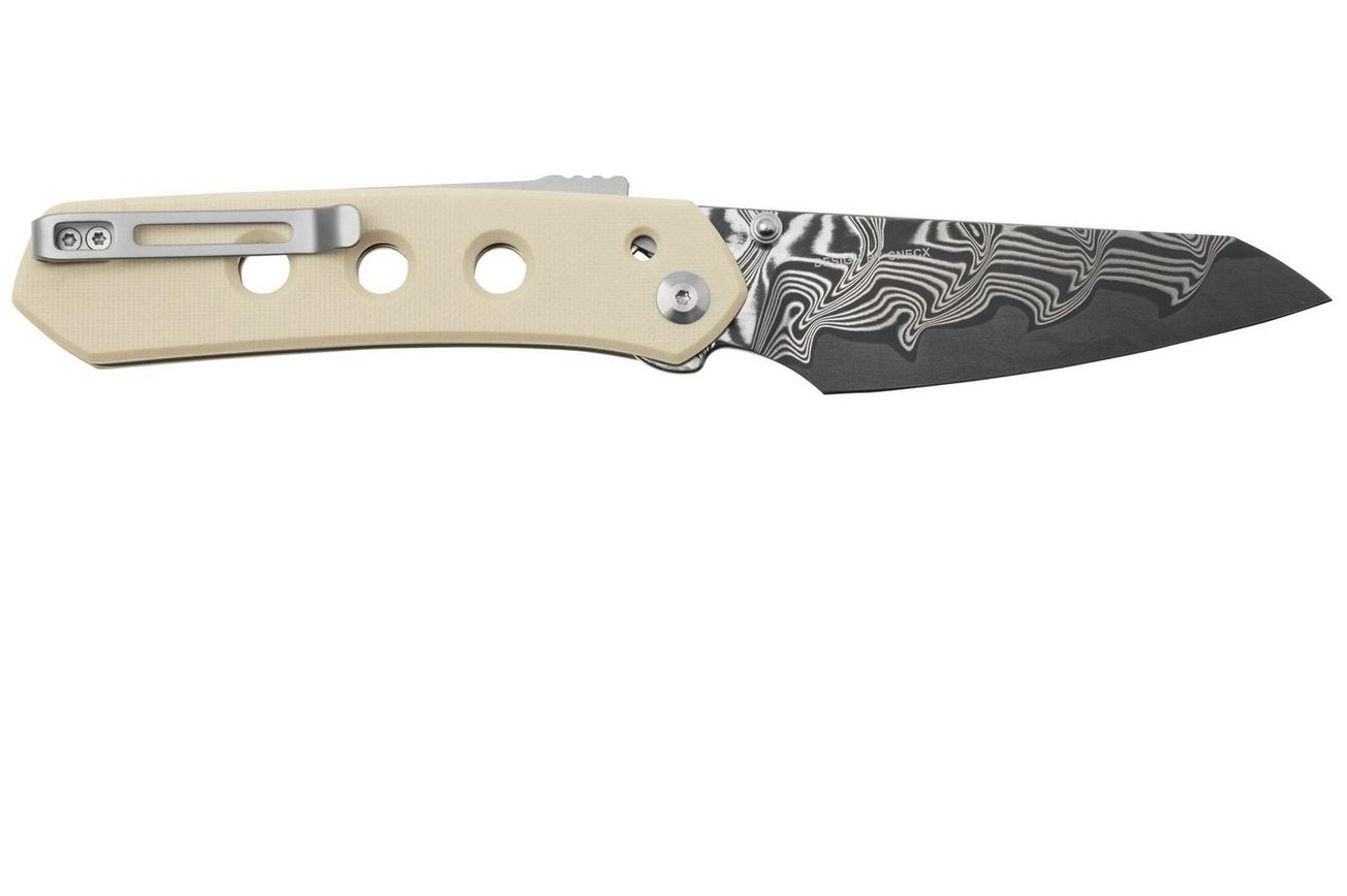 Civivi Vision FG, C22036-DS1, Damascus, Ivory G10, zakmes, Snecx Tan design