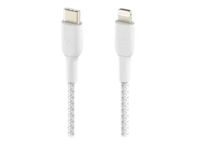 Belkin BoostCharge - Lightning-kabel - 24 pin USB-C han til Lightning han - 2 m - hvid - USB Power Delivery (18 W)