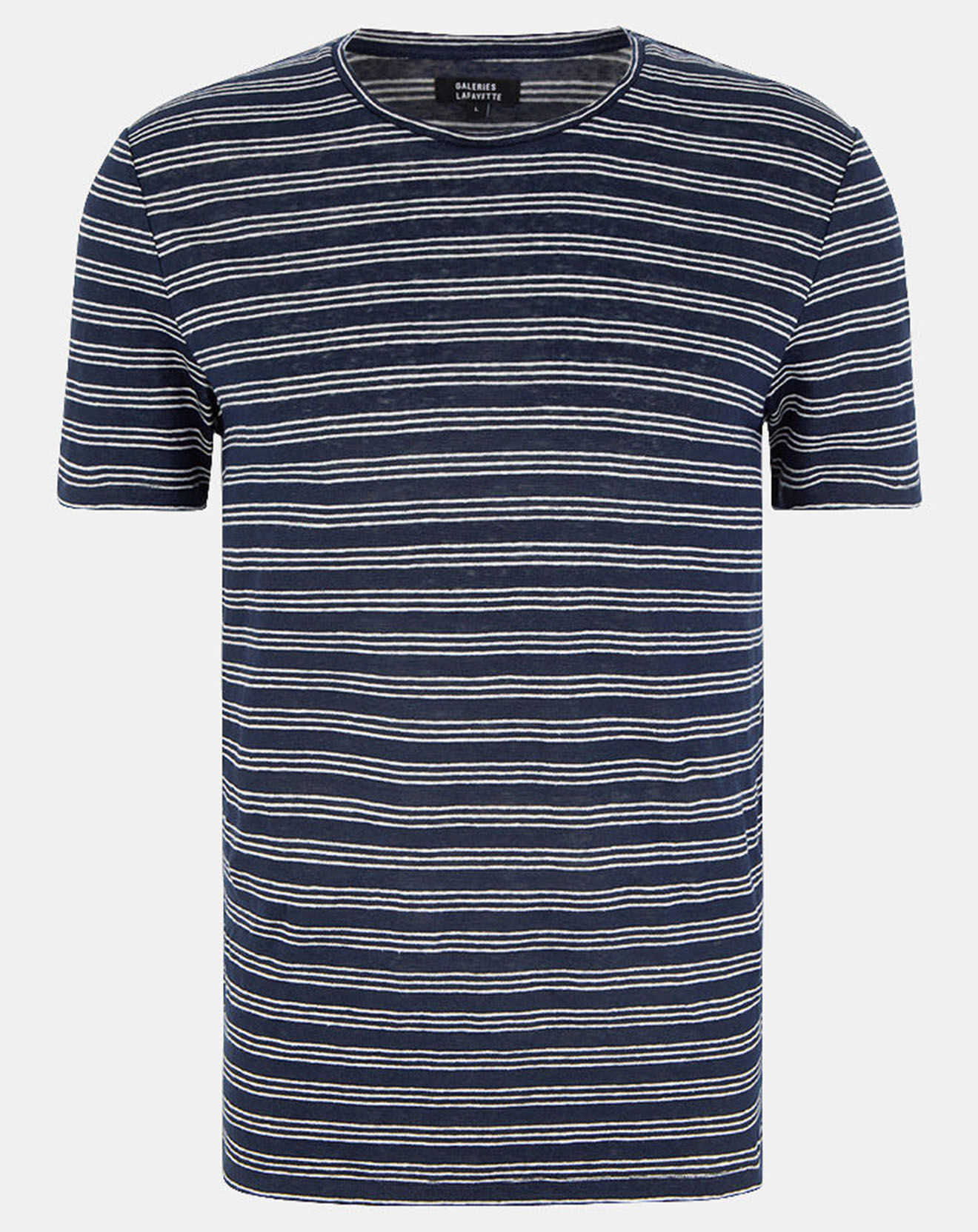Galeries Lafayette T-Shirt 100% Lin Sishnay à rayures bleu/blanc
