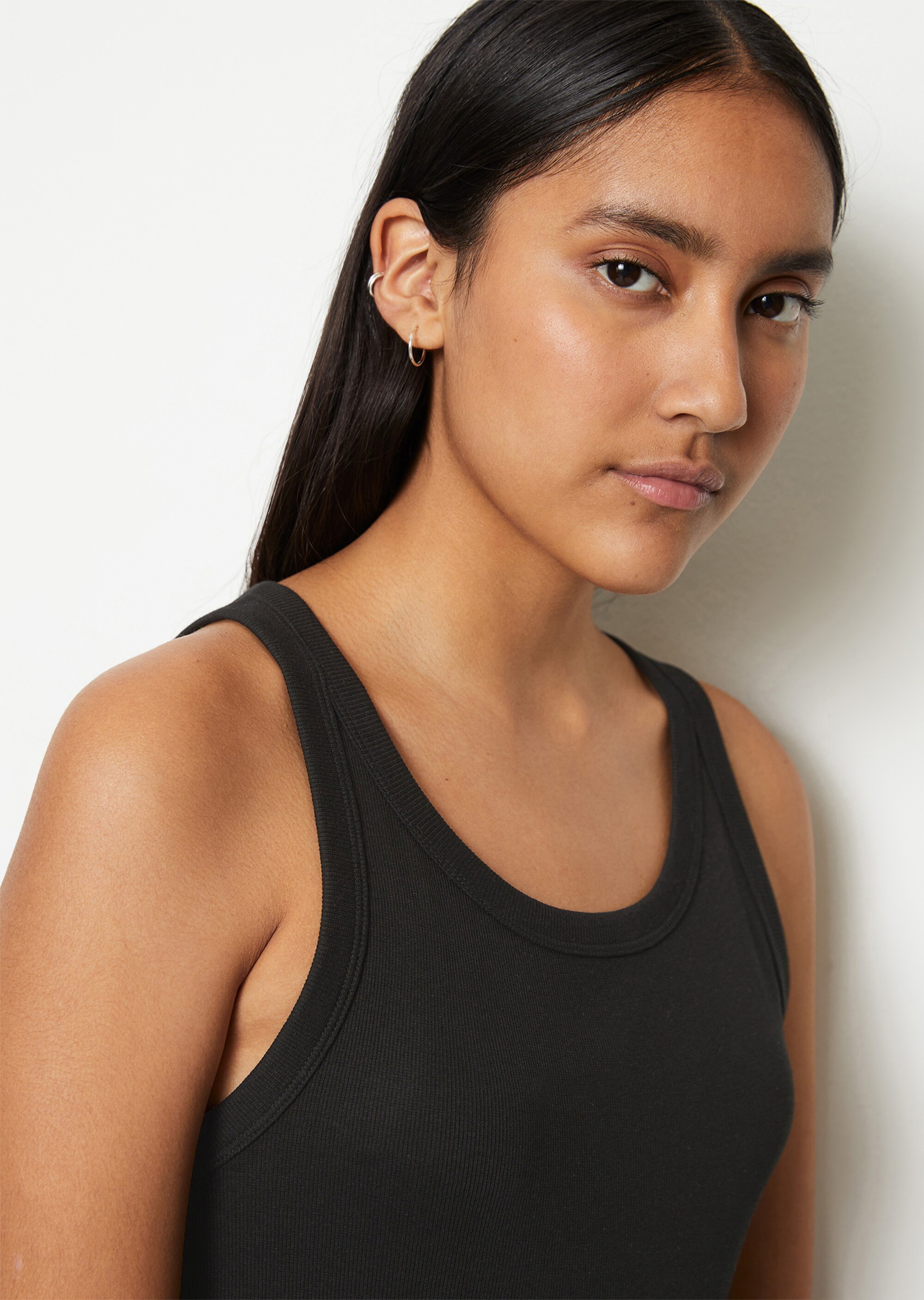 Tanktop slim aus geripptem Bio-Baumwolle-Stretch